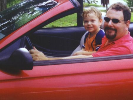 With Dad in his Mustang GT convertible