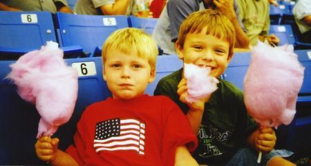 Cotton candy with Sam at a Devil Rays game