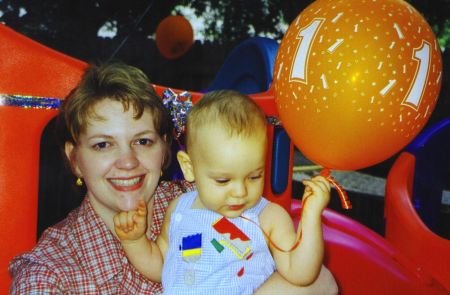 With Aunt Mott on my first birthday