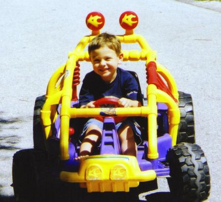 Riding my new dune buggy in the street